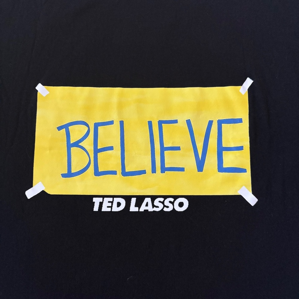 Ted Lasso Believe Sign T-Shirt Black 100% Cotton Size Medium